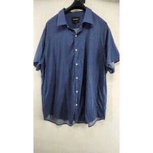 BONOBOS Men's XXL Blue Geometric Nylon Spandex Button Down Standard Fit Shirt